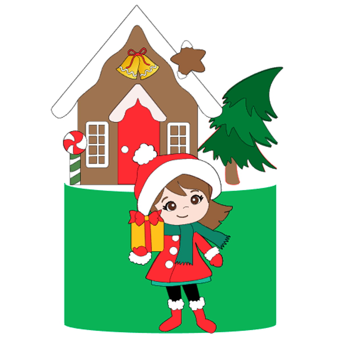 Arquivo Corte: Topo de Bolo Natal Menina com Presentes 106