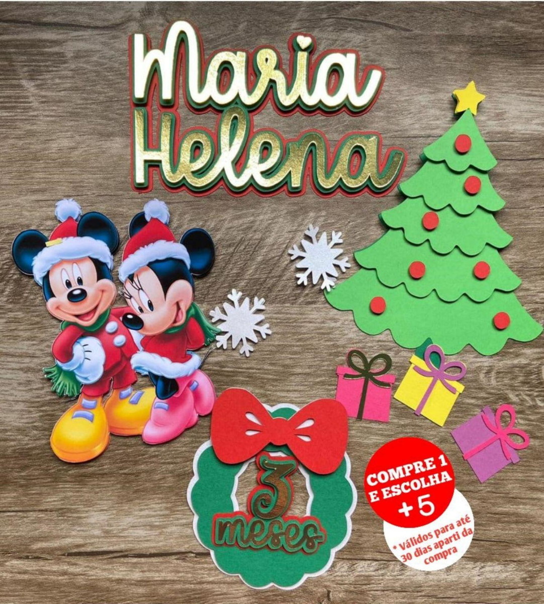 Arquivo Corte Topo de Bolo Natal Mickey Minnie #2793 Studio