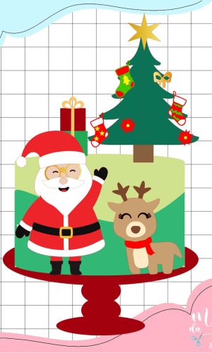 Arquivo Corte Topo de Bolo Natal Papai Noel + Árvore 3d 148