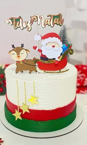 Arquivo Corte: Topo de Bolo Natal Papai Noel e Rena 107