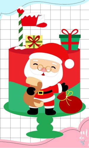 Arquivo Corte: Topo de Bolo Natal Papai Noel Fofo 180