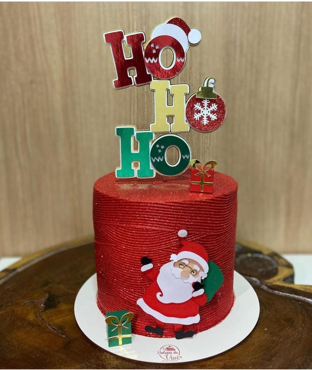 Arquivo Corte: Topo de Bolo Natal Papai Noel Hohoho 110