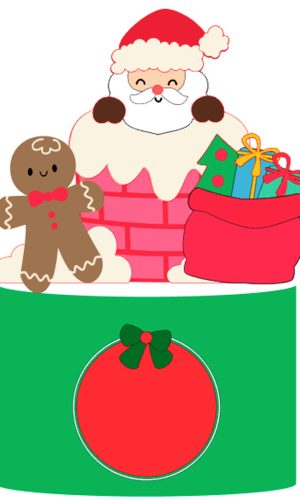 Arquivo Corte: Topo de Bolo Natal Papai Noel na Chaminé 105