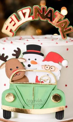 Arquivo Corte: Topo de Bolo Natal Papai Noel no Fusca 109