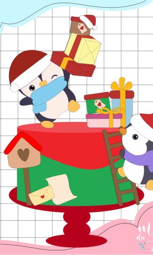 Arquivo Corte Topo de Bolo Natal Pinguins + Presentes 3d 157