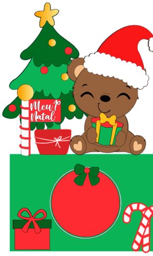 Arquivo Corte: Topo de Bolo Natal Ursinho com Presentes 104