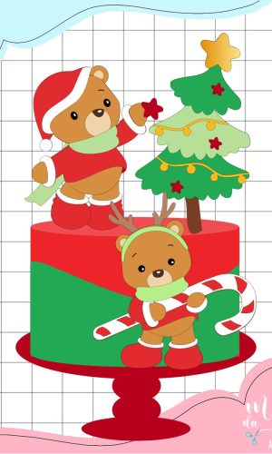 Arquivo Corte: Topo de Bolo Natal Ursinhos Fofos 158