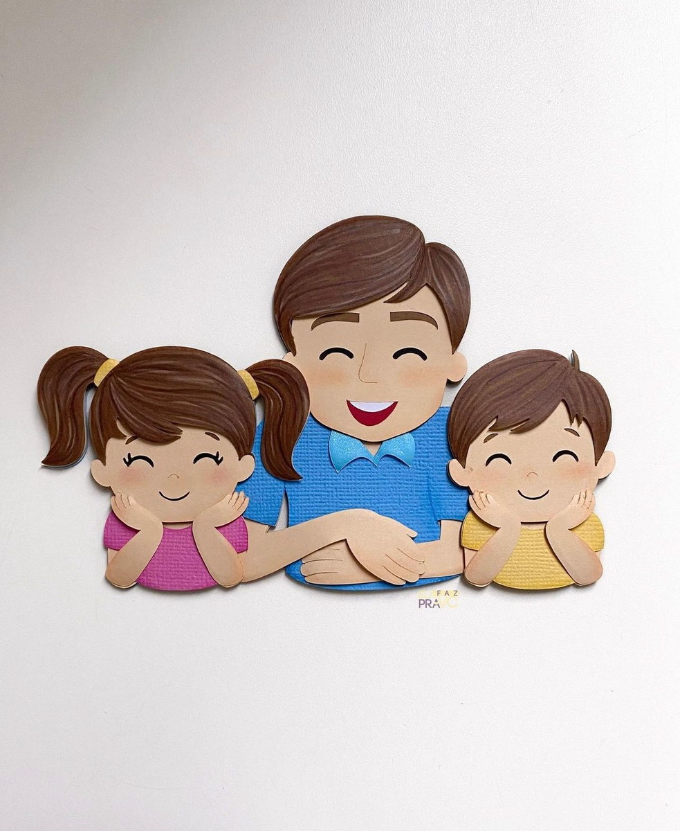Arquivo Corte Topo de Bolo Pai e Filhos Dia Dia dos Pais 076 - Imagem 2