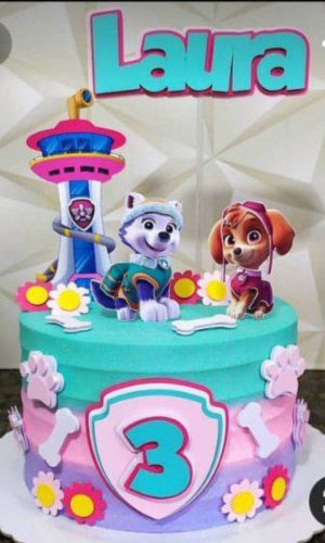 Arquivo Corte Topo de Bolo Patrulha Canina Rosa Skye #17073