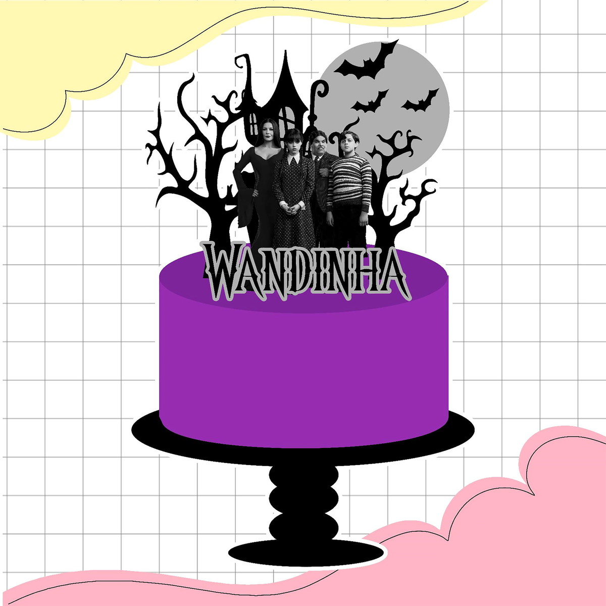 Arquivo Corte Topo de Bolo Wandinha Familia Addams 010
