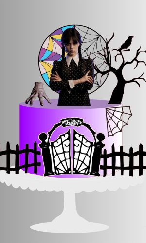 Arquivo Corte Topo de Bolo Wandinha Familia Addams 011