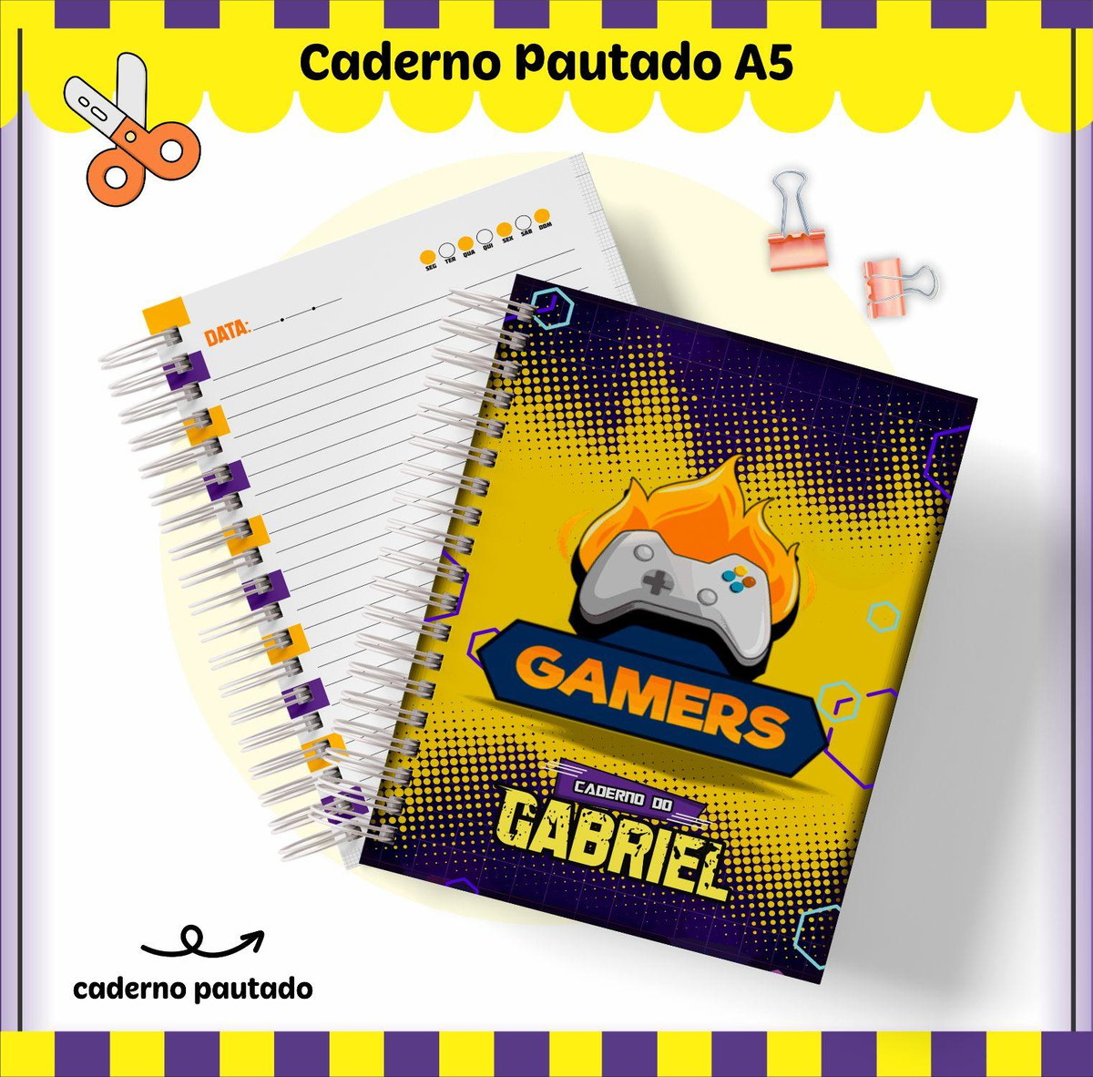 Arquivo de Corte Caderno Escolar A5 Tema Gamer 2023 #15650