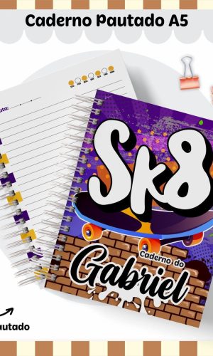 Arquivo de Corte Caderno Escolar A5 Tema Skate 2023 #15642