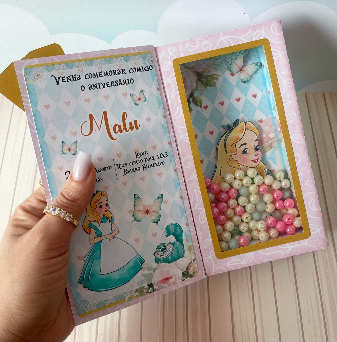 Arquivo de Corte Caixa Convite Alice - Imagem 3