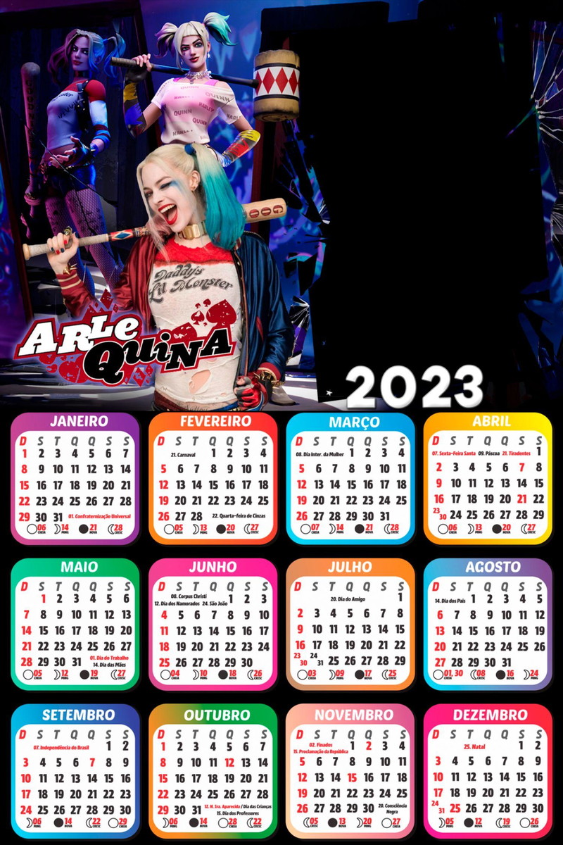 Arquivo de Corte Calendário Arlequina Chaves 2023 #15637