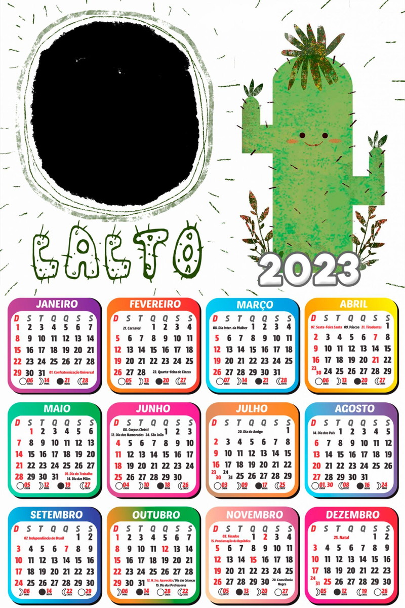 Arquivo de Corte Calendário Tema Cacto 2023 #15619