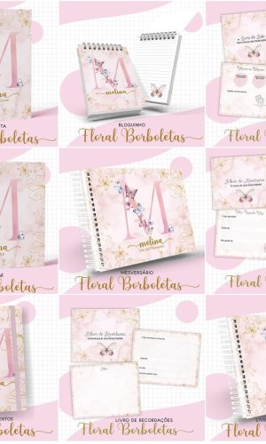Arquivo de Corte Combo Caderneta e Livro Alfabeto Borboleta
