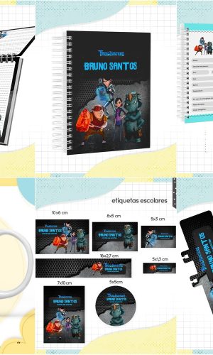 Arquivo de Corte Combo Etiqueta Escolar Caçadores de Trolls