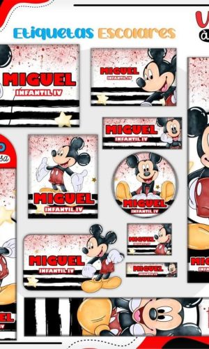 Arquivo de Corte Combo Etiqueta Escolar Mickey