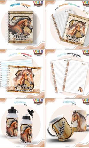 Arquivo de Corte Combo Etiqueta Escolar Cavalos