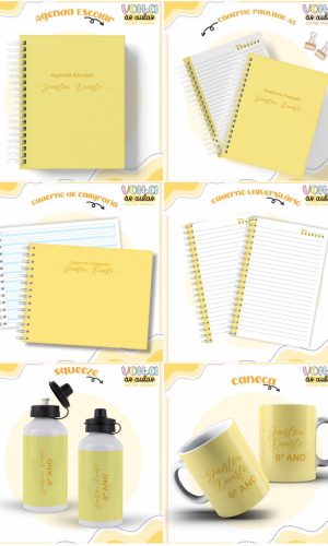 Arquivo de Corte Combo Etiqueta Escolar Neutro Amarelo