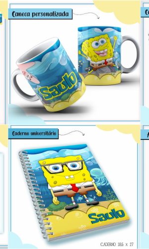 Arquivo de Corte Combo Etiquetas Escolar Bob Esponja