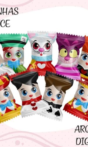 ARQUIVO DE CORTE DIGITAL BALAS ALICE NO PAIS DAS MARAVILHAS