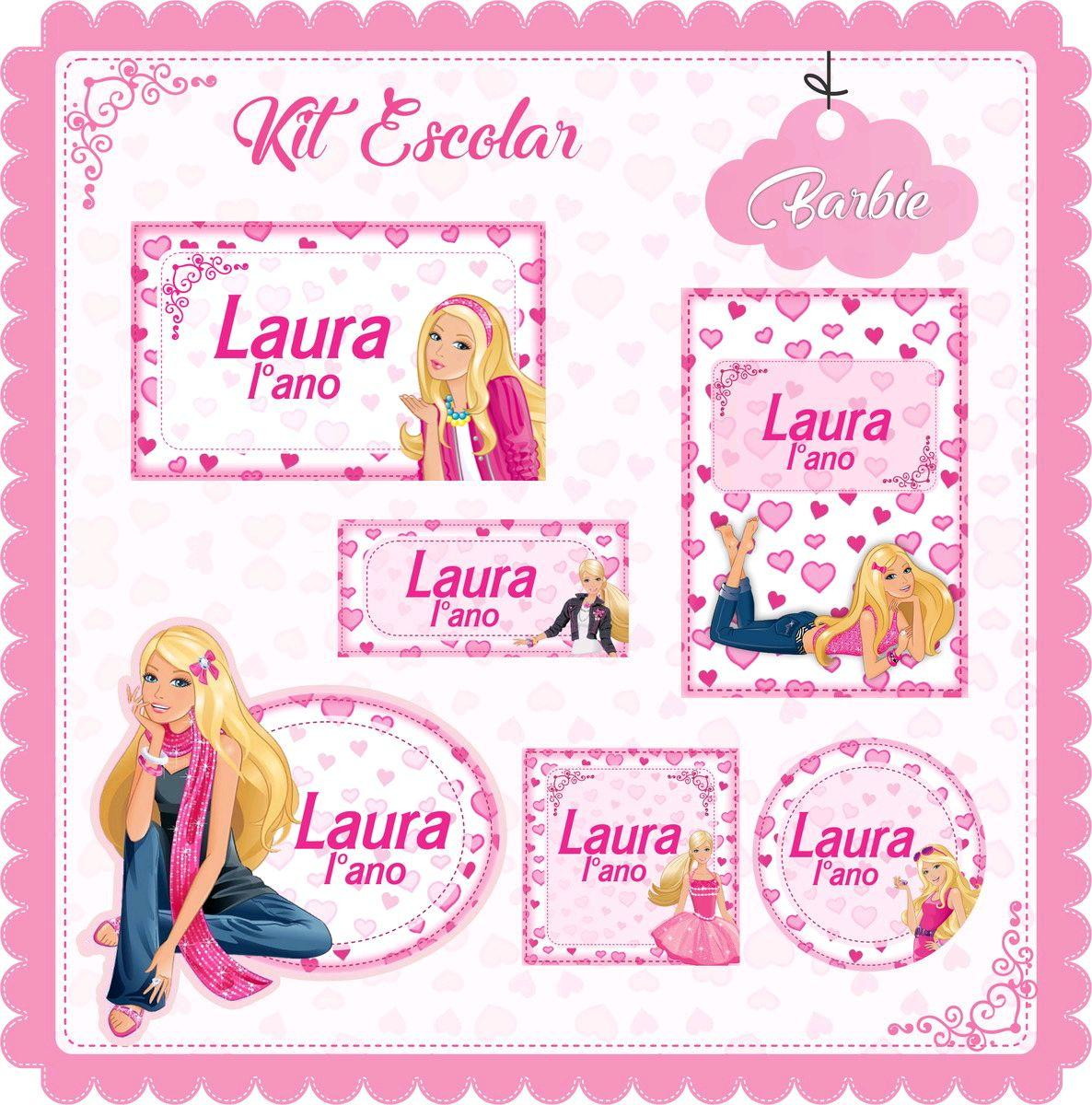 ARQUIVO DE CORTE ETIQUETA ESCOLAR BARBIE (#2512)