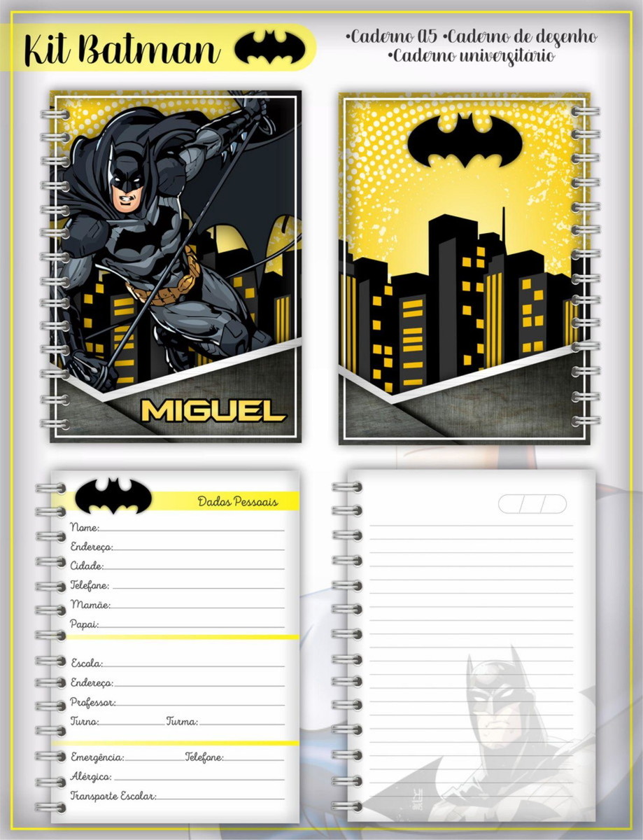 ARQUIVO DE CORTE ETIQUETA ESCOLAR BATMAN #2836 STUDIO PDF - Imagem 2