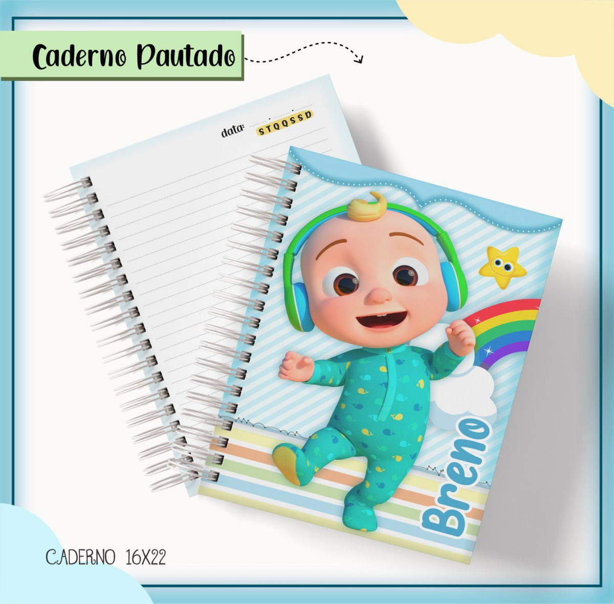 ARQUIVO DE CORTE ETIQUETA ESCOLAR COCOMELON #2821 STUDIO PDF - Imagem 2
