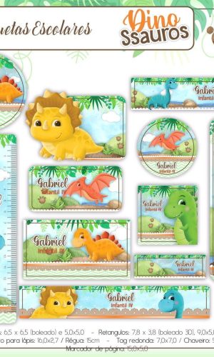 Arquivo de Corte Etiqueta Escolar Dinossauro (#2401)