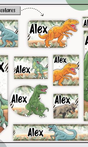 Arquivo de Corte - Etiqueta Escolar (dinossauros) H
