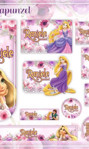 Arquivo de Corte Etiqueta Escolar Enrrolados Rapunzel(#2579)