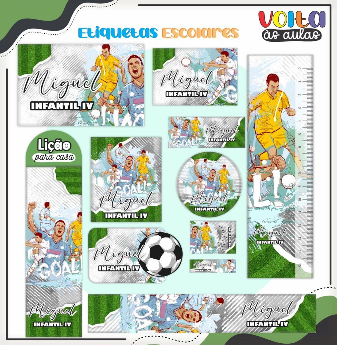 Arquivo de Corte Etiqueta Escolar Futebol #16821