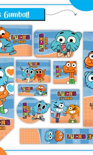 ARQUIVO DE CORTE ETIQUETA ESCOLAR GUMBALL #2817 STUDIO E PDF