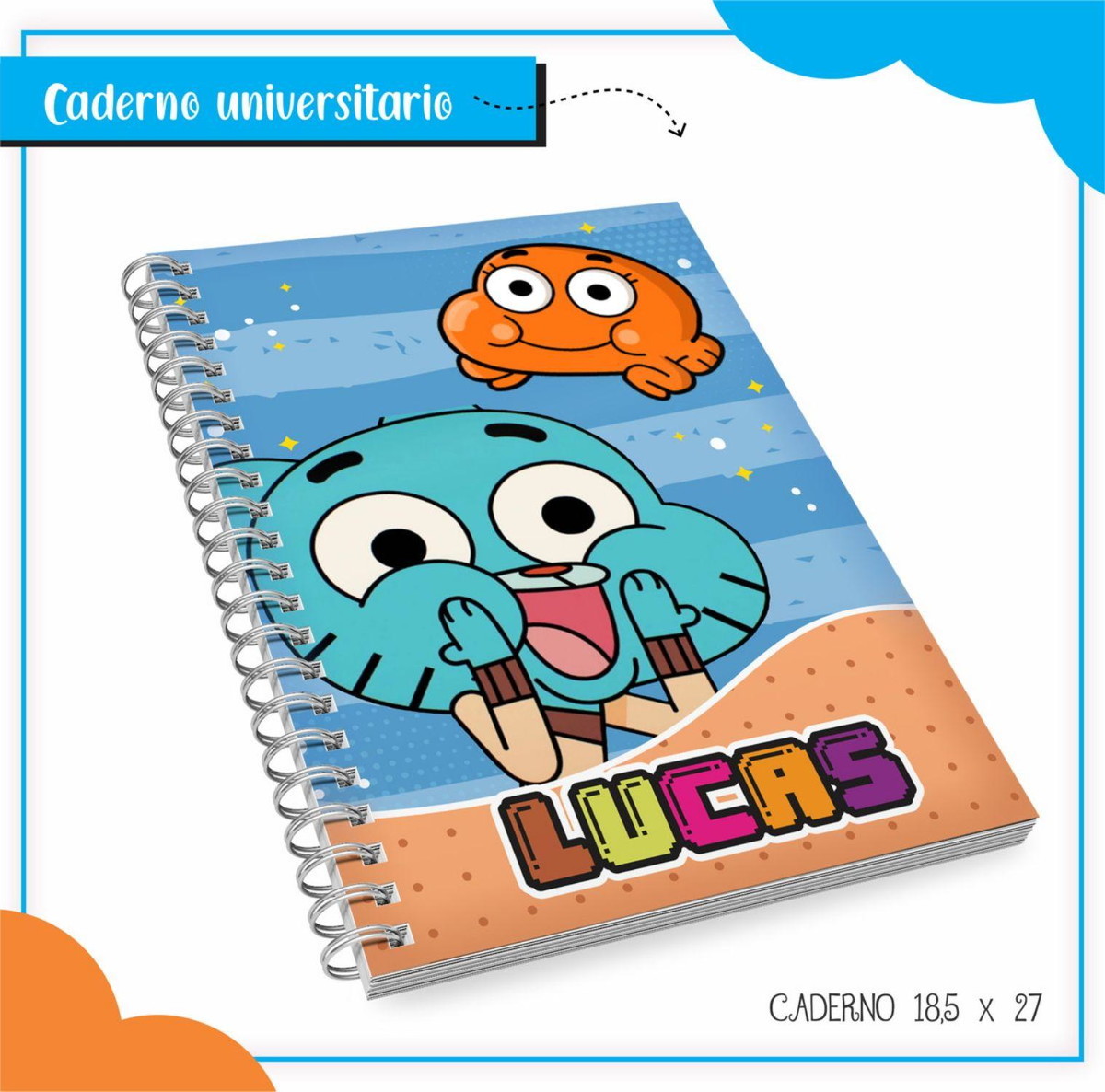 ARQUIVO DE CORTE ETIQUETA ESCOLAR GUMBALL #2817 STUDIO E PDF - Imagem 4