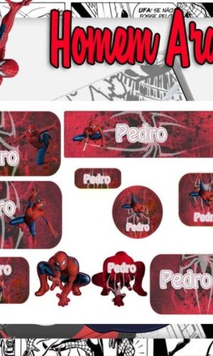 Arquivo de Corte Etiqueta Escolar Homem Aranha #16833