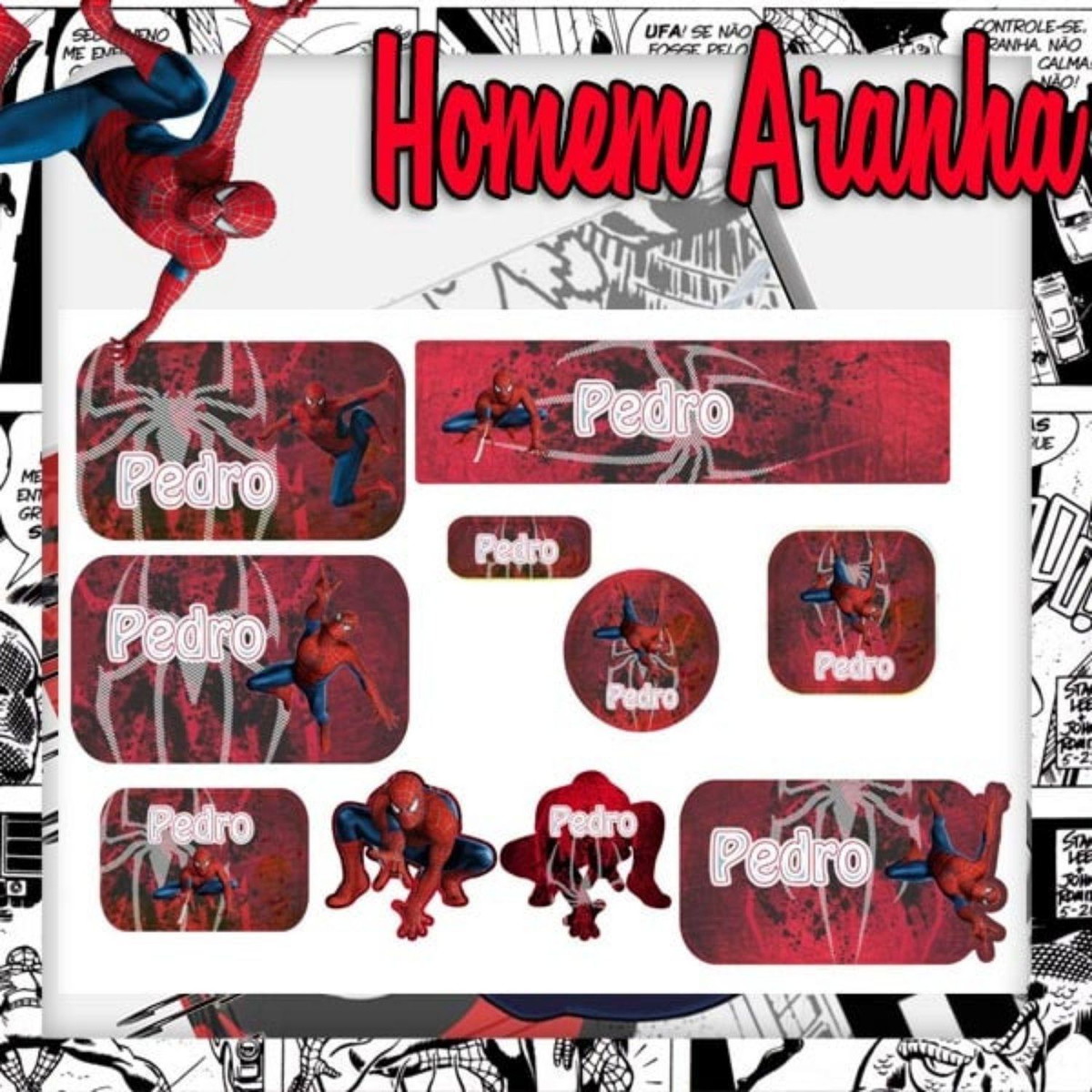 Arquivo de Corte Etiqueta Escolar Homem Aranha #16833