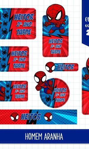 Arquivo de Corte - Etiqueta Escolar (homem Aranha) e