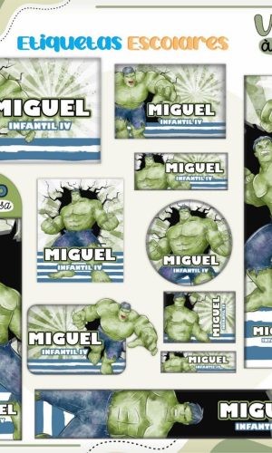 Arquivo de Corte Etiqueta Escolar Hulk #16825