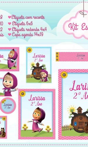 Arquivo de Corte Etiqueta Escolar Marsha e Urso (#2521)