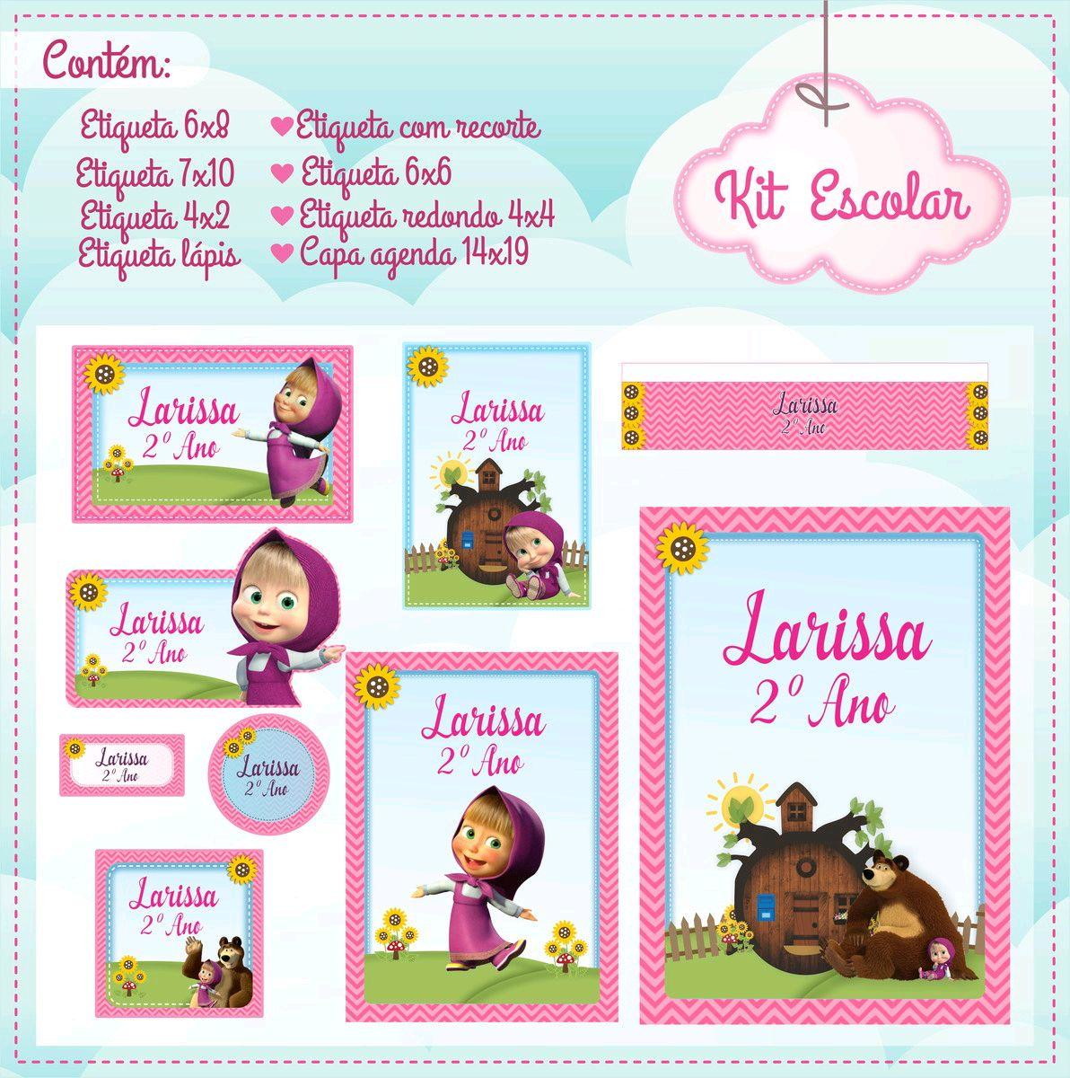 Arquivo de Corte Etiqueta Escolar Marsha e Urso (#2521)