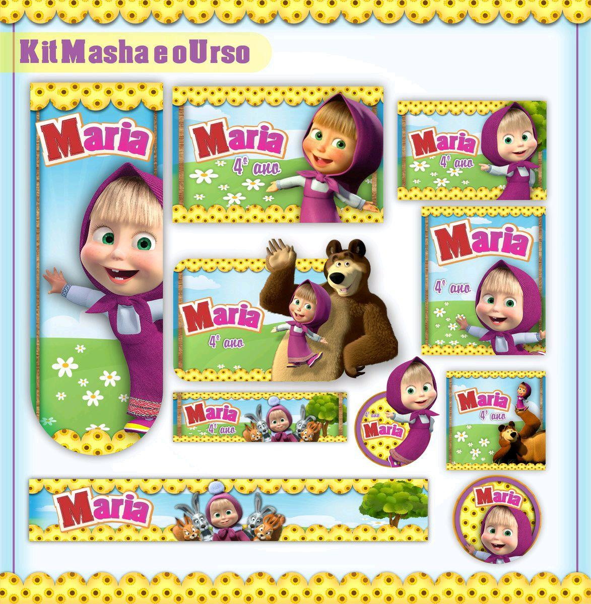 ARQUIVO DE CORTE ETIQUETA ESCOLAR MASHA E O URSO (#2559)