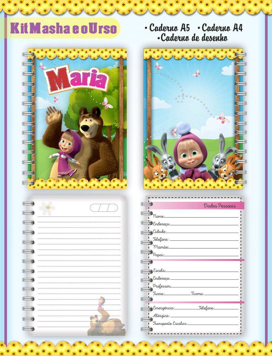 ARQUIVO DE CORTE ETIQUETA ESCOLAR MASHA E O URSO (#2559) - Imagem 2