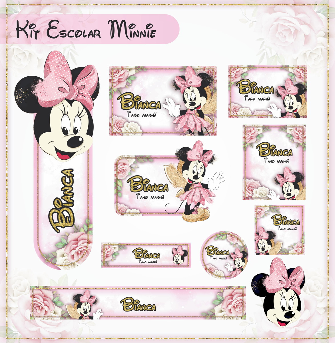 Arquivo de Corte - Etiqueta Escolar (Minnie) H