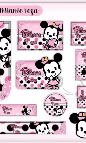 ARQUIVO DE CORTE ETIQUETA ESCOLAR MINNIE ROSA (#2573)