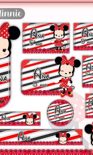ARQUIVO DE CORTE ETIQUETA ESCOLAR MINNIE VERMELHA (#2572)