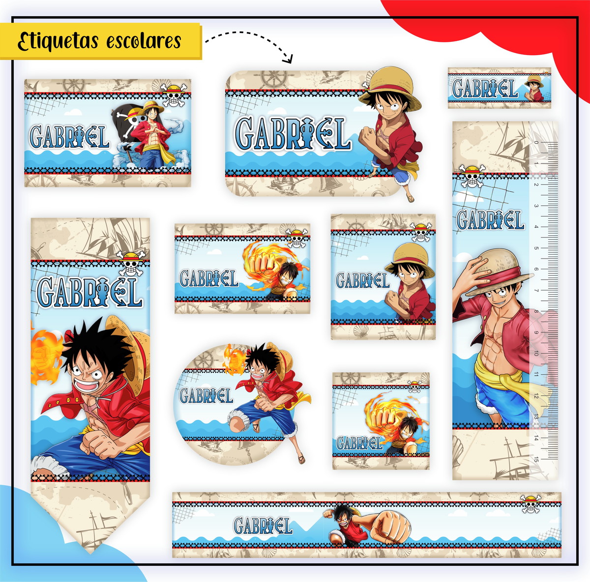 Arquivo de Corte - Etiqueta Escolar (one Piece) a