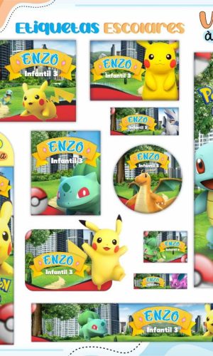 Arquivo de Corte Etiqueta Escolar Pokemon #16839