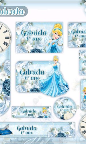 ARQUIVO DE CORTE ETIQUETA ESCOLAR PRINCESA CINDERELA (#2581)